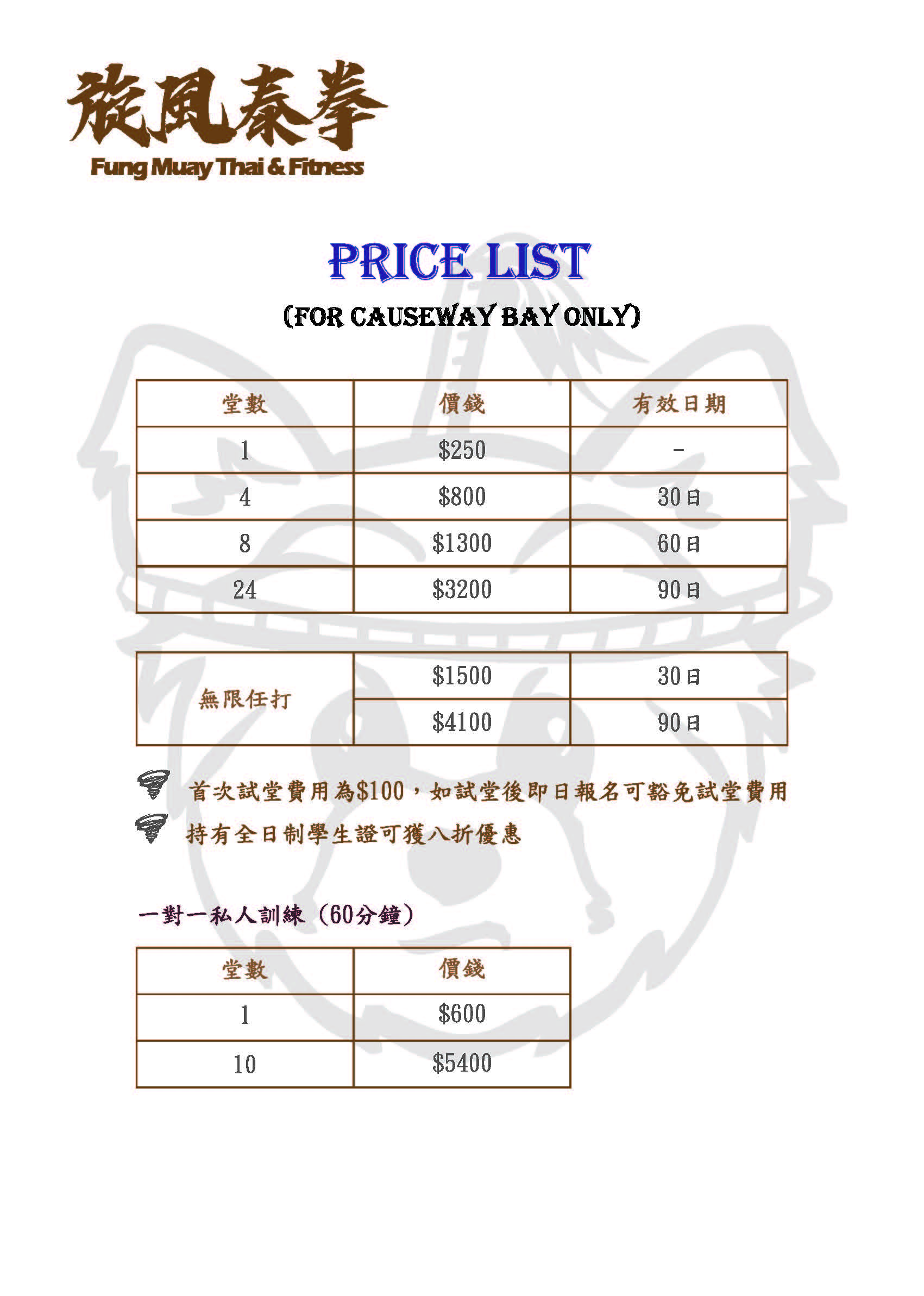 fungmuaythai price